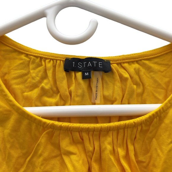 1. STATE Women Smocked Hem Crop Tank Top Sunflower Yellow Sz Medium NWT - 0019 - Picture 9 of 9